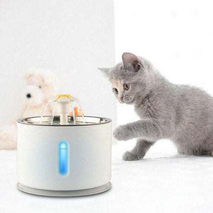 LED Automatic Electric Pet Water Fountain Cat/Dog Drinking Bowl Waterfall 2.4LAU - Aimall