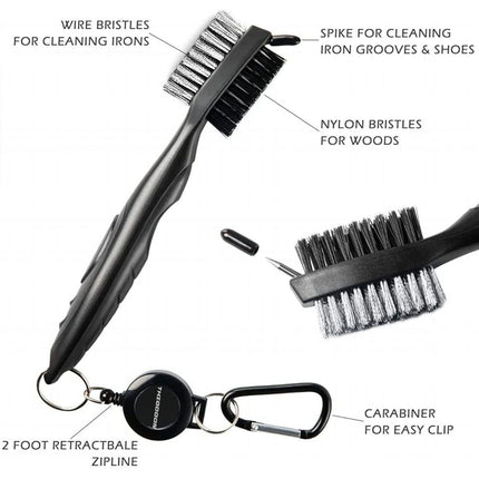 Golf Cleaning Brush Retractable Stock Color Groove Cleaner With Reel Club Ball - Aimall
