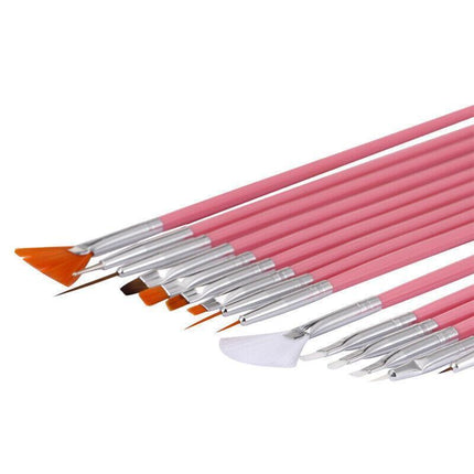 Nail Art Design Brushes Dotting Pen Tool Set Painting UV Gel Drawing Brush 15PCS - Aimall