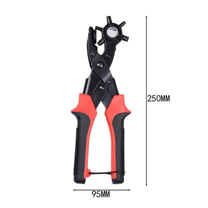 Multi-Size Revolving Leather Belt Eyelet Hole Punch Puncher Plier Craft Tool 10" - Aimall