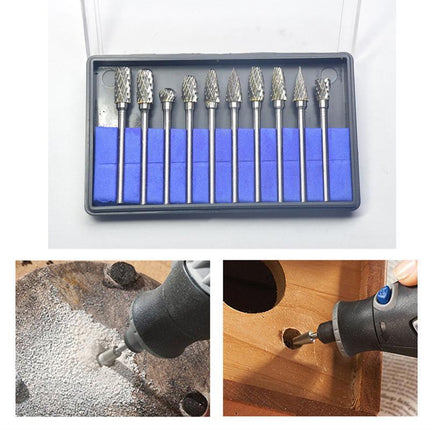 10x Tungsten Steel Solid Carbide Rotary Burrs Bit For Dremel Accessories Tool HG - Aimall
