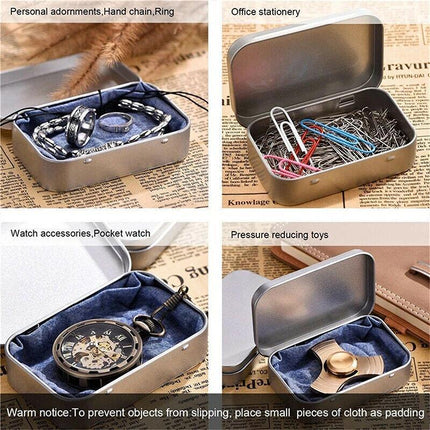 6PCS Metal Hinged Tin Box Container Blank Portable Small Storage Container Case - Aimall