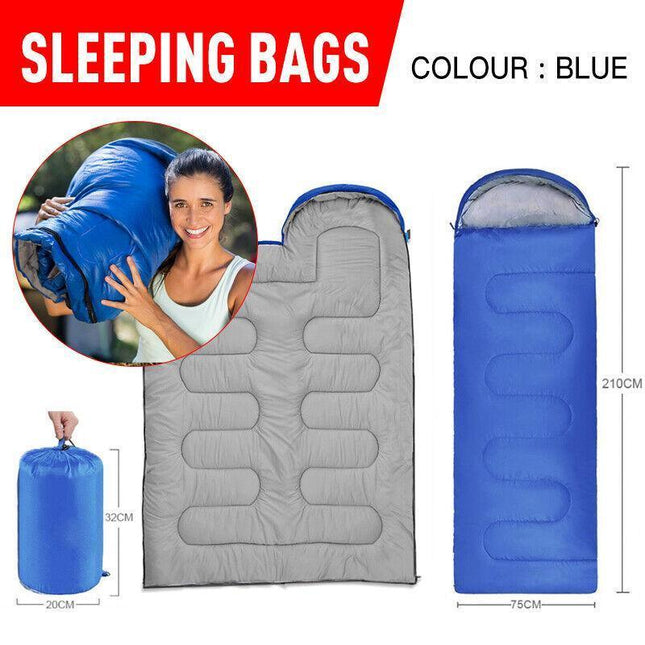 Outdoor Sleeping Bags Single Sleeping Bag Camping Hiking Winter Thermal AU Stock - Aimall