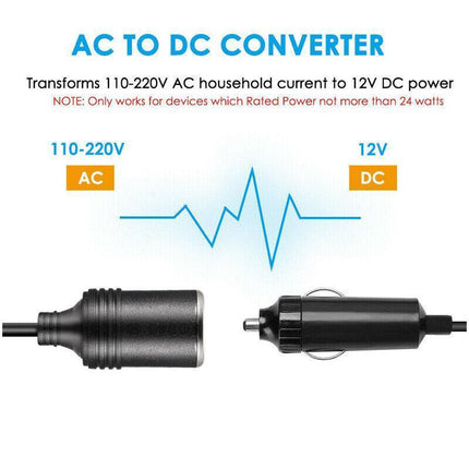 240V Mains Plug to 12V Socket Adapter Car Cigarette Lighter Power Converter PC - Aimall