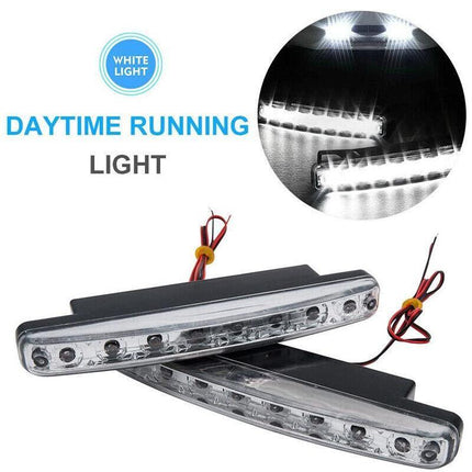 2PCS 8LED Running Bright DRL Head Lamp Light Driving Light Daytime Car Daylight - Aimall