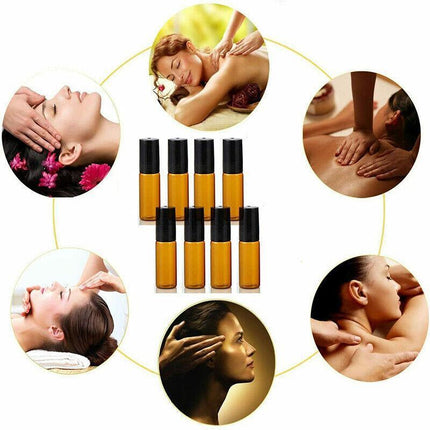 5/10ml Roller Rollerball Perfume Essential Oil Roll On Ball Amber Glass BottleAU - Aimall