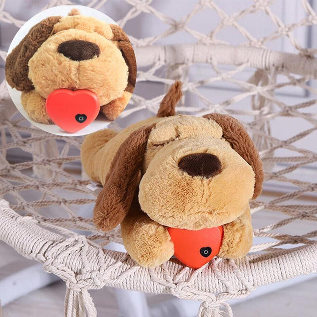 Pet Puppy Cat Soft Plush Toy Heartbeat Sleeping Buddy Dog Behavioral Anxiety Aid - Aimall