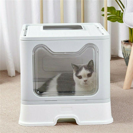Self-Cleaning Hooded Cat Litter Box Enclosed Large Kitty Toilet Box Tray Refills - Aimall
