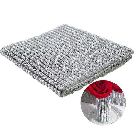 9M Diamante Diamond Ribbon Crystal Silver Rhinestone Mesh Wrap Wedding Party AU - Aimall