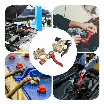 2PCS 4-Way Positive Negative Battery Terminal Connectors Clamp Car Van Caravan - Aimall