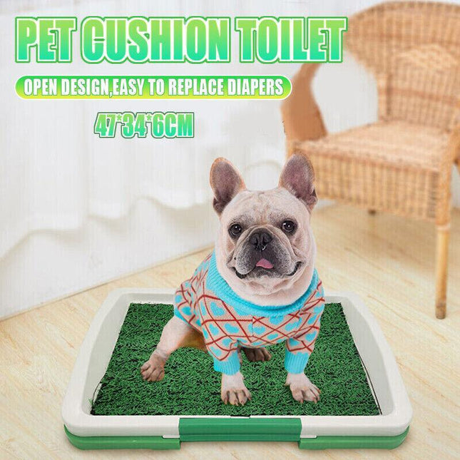 Indoor Dog Pet Potty Training Portable Toilet Loo Pad Tray Grass Mat AU Stock - Aimall