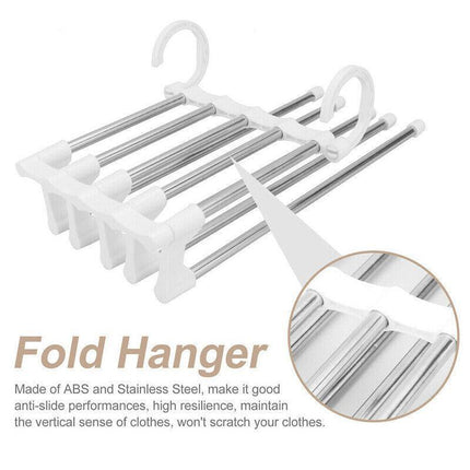 5 in1 Multi-functional Pants rack Stainless-Steel Wardrobe Magic Clothes Hanger - Aimall