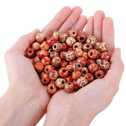 200pcs Mixed Large Hole BOHO Wooden Beads for Macrame European Charms DIY Crafts - Aimall
