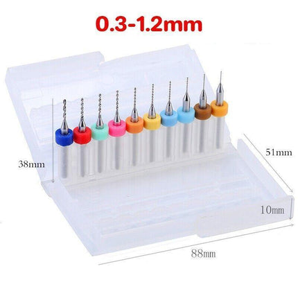 10X 0.1-1.0MM/0.3-1.2MM Carbide Micro Mini Drill Bit Tungsten Steel Rotary Tool - Aimall