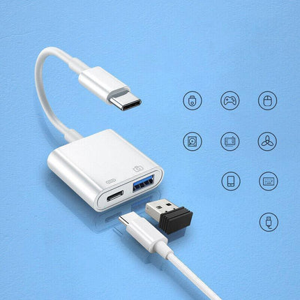 For iPhone/Type C 8-Pin to USB 3.0 Camera Adapter Easy to Transfer Photos Videos - Aimall