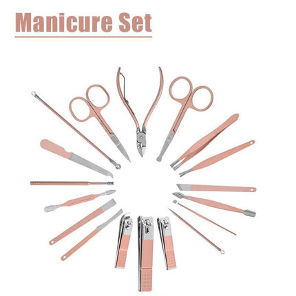 18PCS Manicure Pedicure Kit Set Stainless Steel Nail Grooming Clippers Tools - Aimall