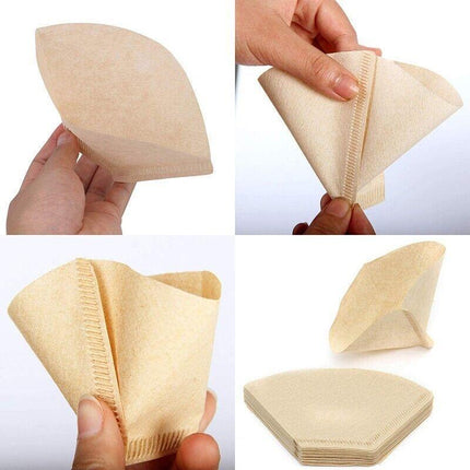100PCS Coffee Filter Paper Natural Unbleached Original Wooden Drip Paper - Aimall