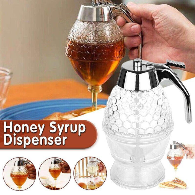 Honey Syrup Dispenser Pot stand Jar Bee Hive Trigger Kitchen Pot Premium - AU - Aimall