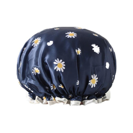 Double Layer Lux Shower Cap Bath Hat Hair Care Women Sleep Waterproof Reusable - Aimall