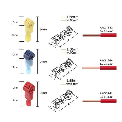 60PCS T-Tap Electrical Wire Crimp Terminals Quick Splice Cable Connectors Kit AU - Aimall