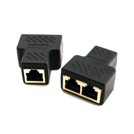RJ45 LAN Ethernet Splitter Plug Network Double Adapter Coupler Cable Connector - Aimall