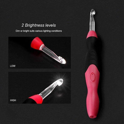 11in 1 LED Light Up Crochet Hooks Set USB Knitting Needles Weave Sewing Tools AU - Aimall