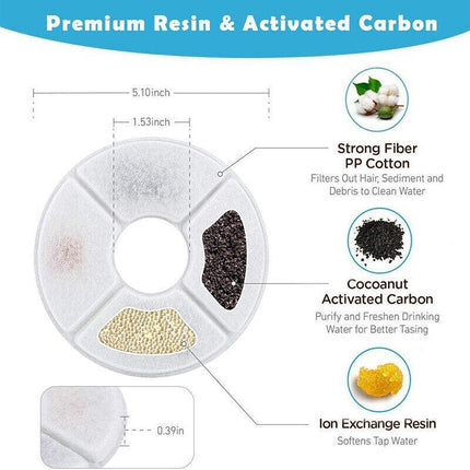 6/12Pcs Carbon Filters Water Fountain Replacement For Pet Dog Cat Water Drinking - Aimall