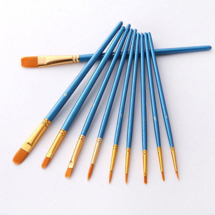 10pcs Artist Paint Brushes Set Painting Tool for Acrylic Oil Watercolour Kit AU - Aimall