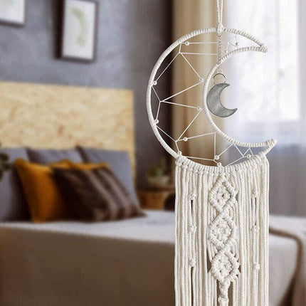 Wall Hanging New Tapestry Macrame Moon Dream Catcher Handmade Bedroom Home Decor - Aimall