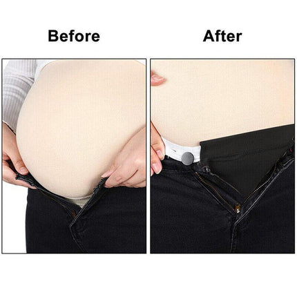 Maternity Pregnancy Waistband Elastic Extender Adjustable Waist Pants Belt Butto - Aimall