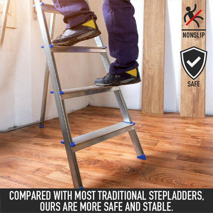 3/4/5 Step Multi-Purpose Folding Ladder Aluminium Light Weight Non Slip Platform - Aimall
