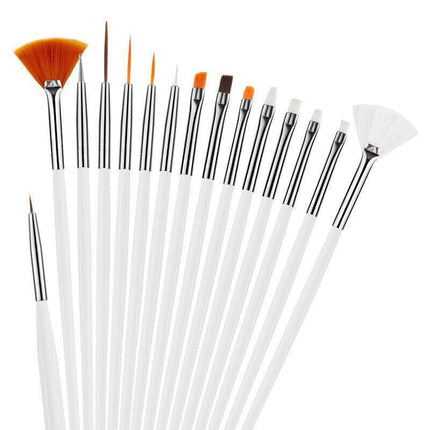 Nail Art Design Brushes Dotting Pen Tool Set Painting UV Gel Drawing Brush 15PCS - Aimall