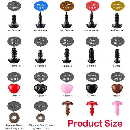 752PCS Safety Eyes and Noses with Washers Colorful Plastic Safety Eyes and Noses - Aimall