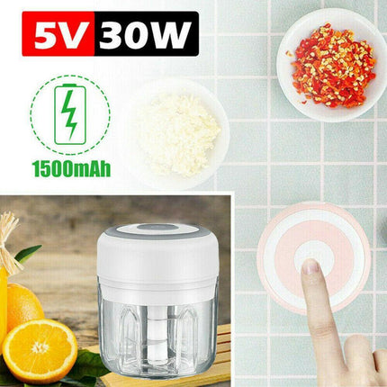 250ML USB Rechargeable Mini Food Garlic Grinder Electric Garlic Chopper Cordless - Aimall