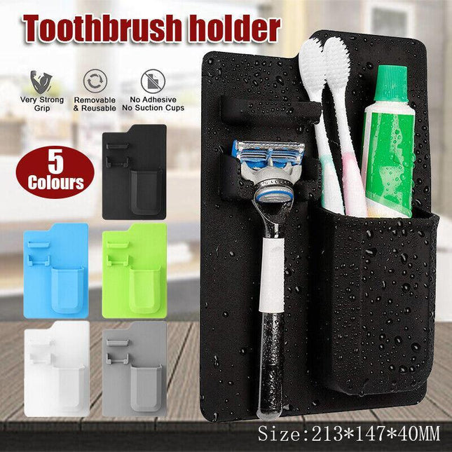 1PC Space Toothbrush Holder Shower Organizer Silicone Bathroom Storage Razor AU - Aimall