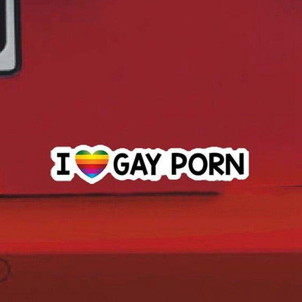I Love Gay Porn Sticker Prank Mates Car Joke Gay Pride Decal Car Window Bumper - Aimall