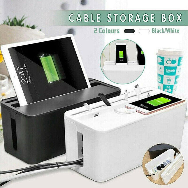 Large Cable Wire Cord Storage Box Case Management Socket Tidy Safety Organizer - Aimall