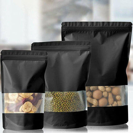 Window Black Matt Stand up Pouches Mylar Foil Bag Heat Seal Food Zipper Bag AU - Aimall