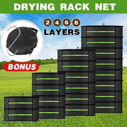 2-8 TIER DRYING NET LARGE SHELF HYDROPONIC HANGING GROW HERB PLANT DRY - Aimall