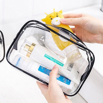 4PCS PVC Toiletry Bag Clear Transparent Plastic Travel Cosmetic Make Up Zipper - Aimall