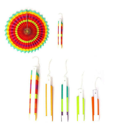 Colorful Paper Fans Party Decorations 6pcs Mexican Fiesta Hanging Decor Birthday - Aimall