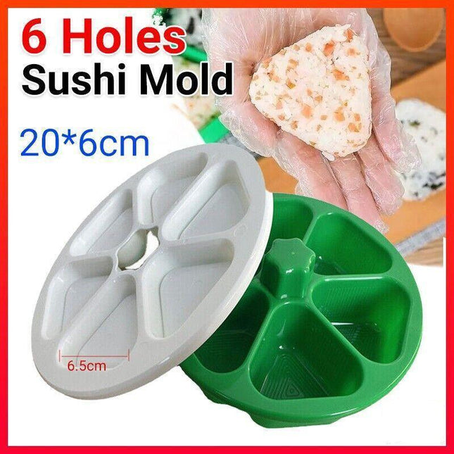 6 Holes Sushi Mold Onigiri Rice Ball Bento Press Maker Mold Kitchen Accessories - Aimall