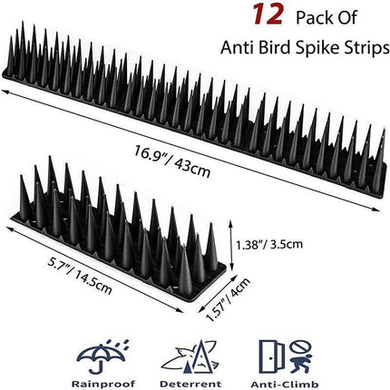 12X Bird Spikes Human Cat Possum Mouse Pest Control Spiked Fence Wall Deterrent - Aimall