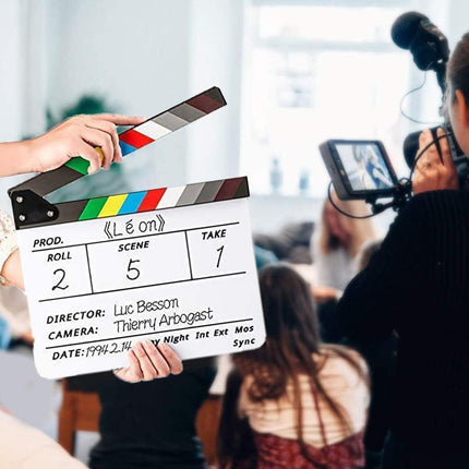 Acrylic Clapboard Dry Erase Director Film Movie Action Clapper Clap Board Slate - Aimall