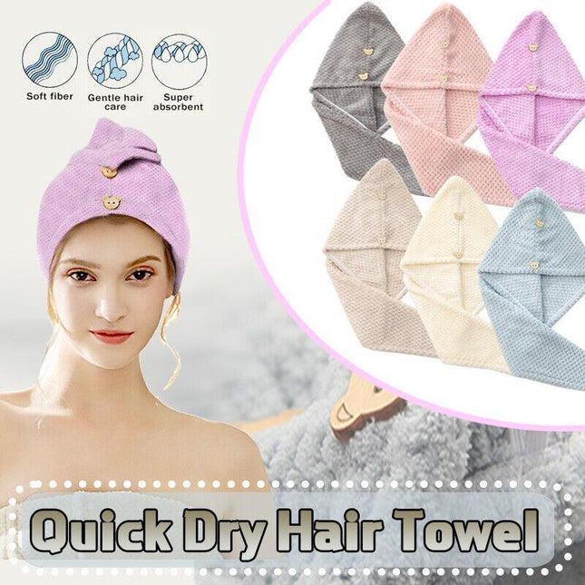 Quick Dry Hair Towel Drying Turban Bath Towel Head Wrap Fast Hat Spa Cap Soft AU - Aimall