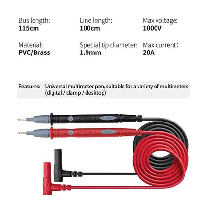 1000V 20A Digital Multimeter Test Lead Cable Probe Pen PVC Test Lead AU Stock - Aimall