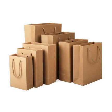 Kraft Paper Bags 50 x Bulk, Gift Shopping Carry Craft Brown Bag with Handles AU - Aimall