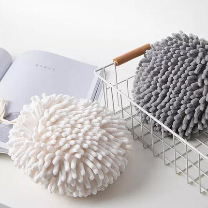 2X Absorbent Hand Towel Chenille Hanging Washcloth Handball Kitchen Bathroom AU - Aimall
