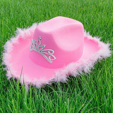 Pink Cowgirl Hat Cowboy Hat Felt Cowboy Costume Access Hat Play Dress Up Party - Aimall