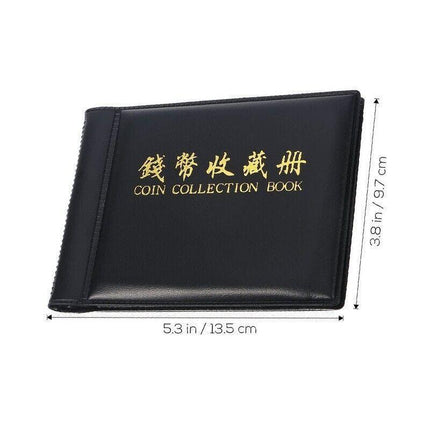 60 Slots Coin Album Holder Storage Collection Collecting Penny Pocket Book Black - Aimall